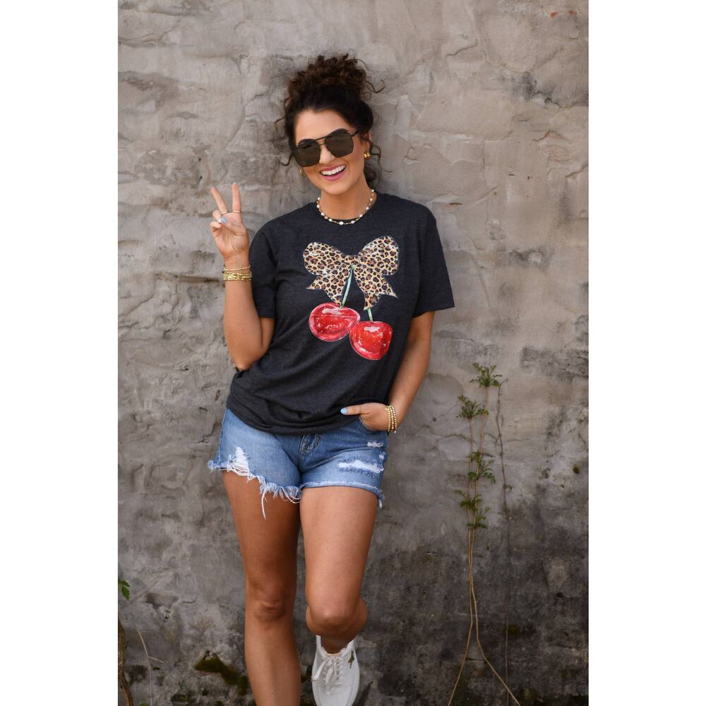 17. Leopard Bow Cherry Tee - Picture 2 of 3
